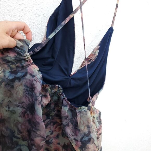 NWT LULUS Cultivate Your Love Black Floral Deep V Organza Skater Mini Dress - Picture 11 of 13